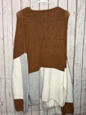 Tribal Women's Relaxed Fit Colorblock Knit Pullover Sweater 3XL